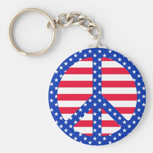 Stars & Stripes Peace Symbol Keychain