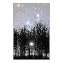 Starscape y árboles - efectos de escritorio papelería personalizada