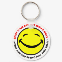 Start your day out with a smile Keychain by tshirt_shack Start your day out with a smile Keychain