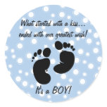 Started With A Kiss Wish Blue Custom Round Stickers