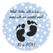 Started With A Kiss Wish Blue Custom Round Stickers