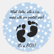Started With A Kiss Wish Blue Custom Round Stickers