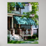 STARTING UNDER $20 House With Green Striped Awning Poster