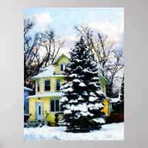 STARTING UNDER $20 - Yellow House in Snow Poster