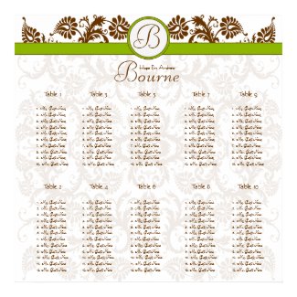 starts at $12.80 Damask Seating Chart 10 Tables print