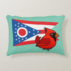State Birdorable of Ohio: Northern Cardinal Brushed Polyester Accent Pillow
