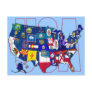 State Flag Map United States Postcard