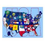 State Flags Map USA United States Flag Postcard