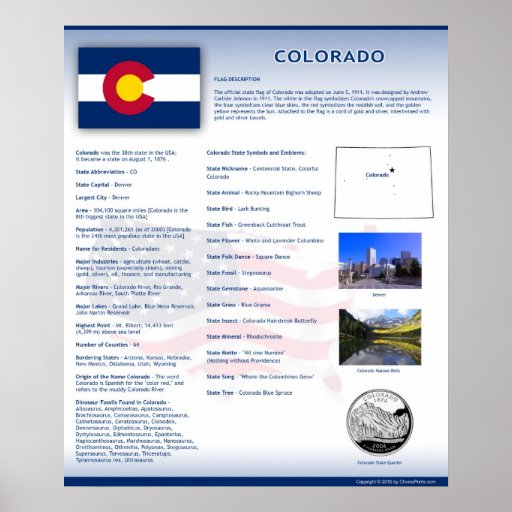 State of Colorado,CO Posters