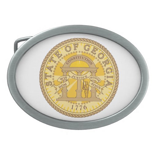 State of seal Oval Belt Buckle Zazzle