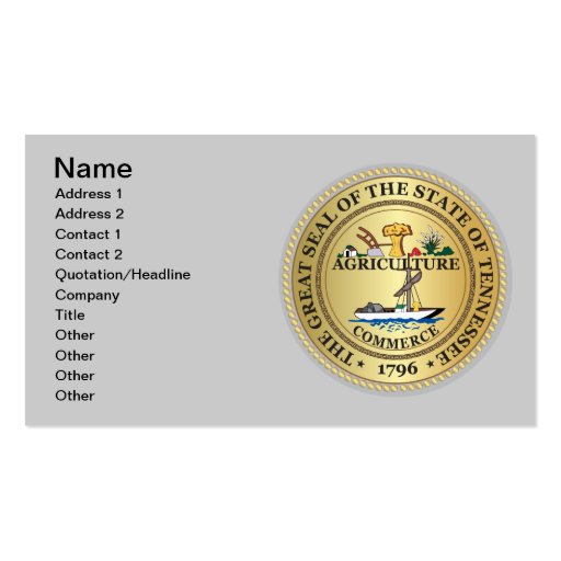 State of Tennessee seal DoubleSided Standard Business Cards (Pack Of