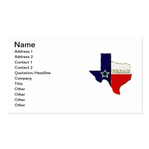 STATE OF TEXAS BUSINESS CARD TEMPLATES