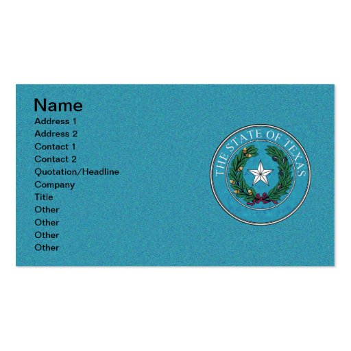 STATE SEAL OF TEXAS BUSINESS CARD