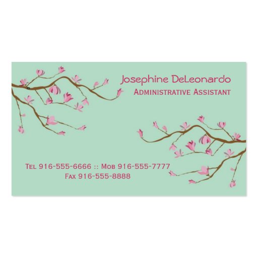 Stately Blossoms Business Cards Green