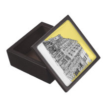 Stately buiding in yellow premium trinket box
