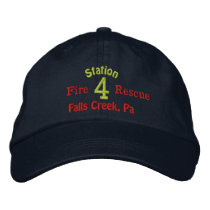 Station 4-Firefighter Hat-Embroidered embroidered hats by pammys Station 4-Firefighter Hat-Embroidered embroidered hats