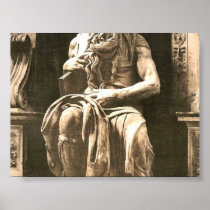 Statue by Michael Angelo, "The Seated Moses", Rome Poster