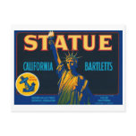 Statue California Bartletts Vintage Crate Label Post Card