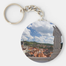 Statue In The Castle With A View On Cesky Krumlov Key Chain