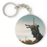 statue of a bullrider keychain