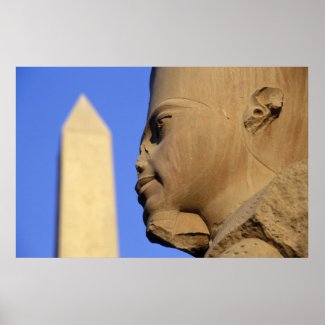 Statue of Amun-Re with Obelisk, Karnak (Egypt) print