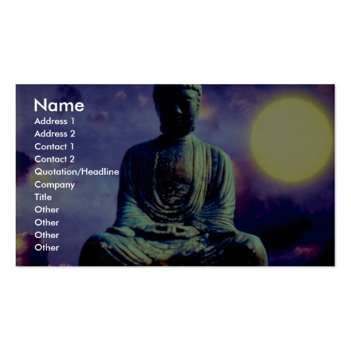 Statue of Buddha with sun Business Cards (front side)