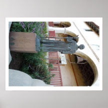 Statue of Father Serra at Santa Barbara Mission Print