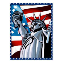 Statue of Liberty and American Flag Postcard