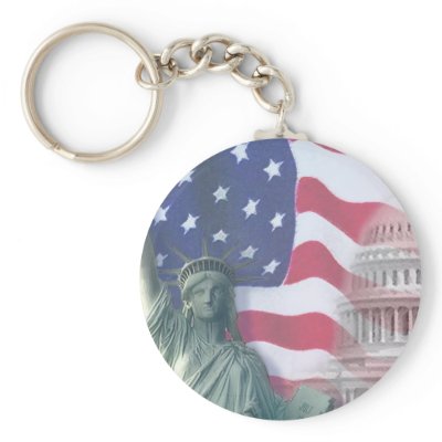 statue of liberty and flag key chain