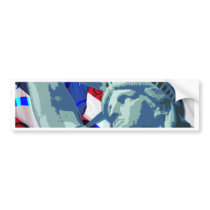 Statue of Liberty and Patriotic American Flag Bumper Stickers