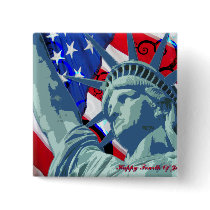 Statue of Liberty and Patriotic American Flag Buttons