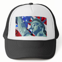 Statue of Liberty and Patriotic American Flag Mesh Hats