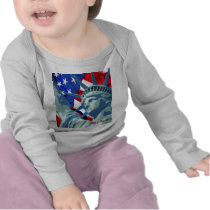 Statue of Liberty and Patriotic American Flag Tee Shirt