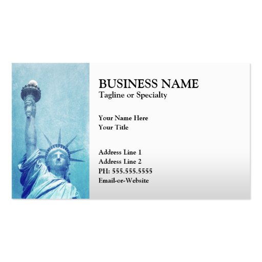 statue of liberty business card templates (front side)