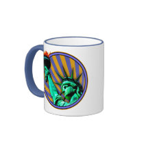 Statue of Liberty Emblem mugs by ElectricPopSpot Statue of Liberty Emblem mugs
