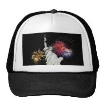 Statue of Liberty - Fireworks Background Hats
