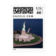 Statue Of Liberty Island Aerial New York Bay Stamp