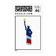 Statue of liberty on any color postage stamps