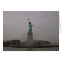 Statue Of Liberty, Pedestal And Liberty Island On Greeting Card