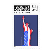 Statue of Liberty, red white and blue, 4th of July postage