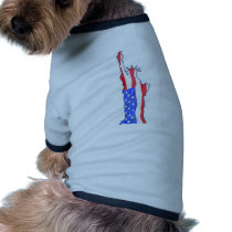 statue of liberty, stars stripes, red white blue pet clothing