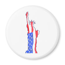 statue of liberty, stars stripes, red white blue magnets
