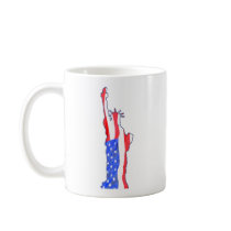 statue of liberty, stars stripes, red white blue mugs
