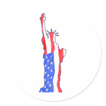 statue of liberty, stars stripes, red white blue stickers