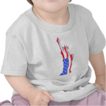 Statue of Liberty, stars stripes, red white blue t-shirts