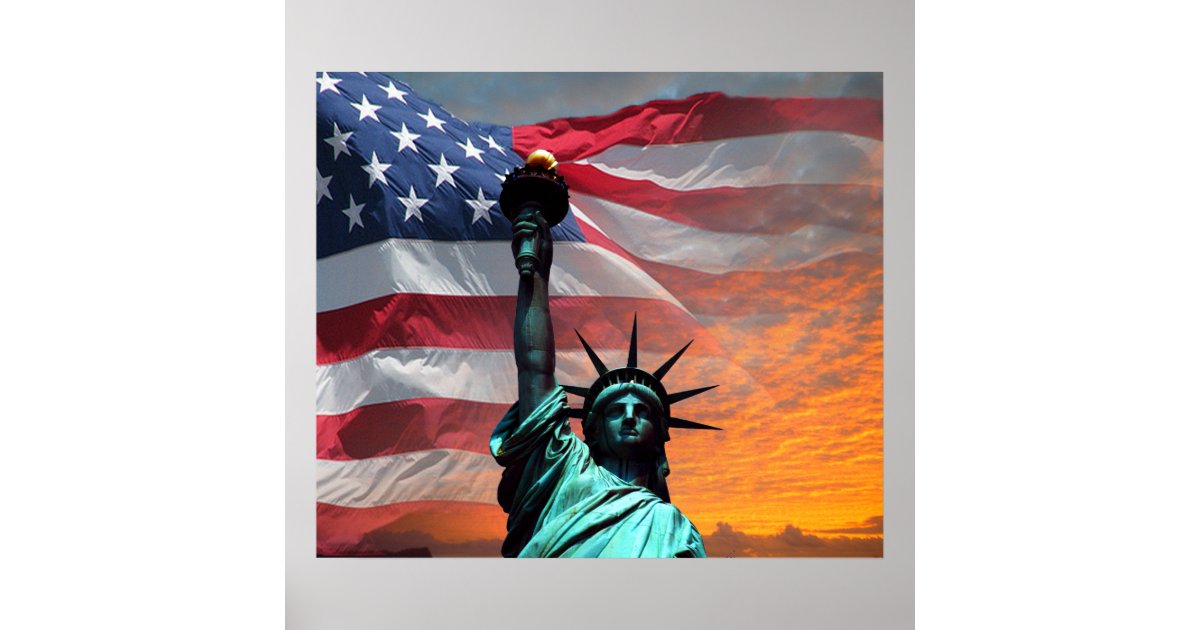 Statue of Liberty US Flag Poster | Zazzle