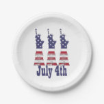 Statue of Liberty, USA Flag, July 4th Paper Plates