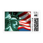 STATUE OF LIBERTY WITH AMERICAN FLAG STAMP