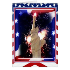 Statue of Liberty with Fireworks for 4th of July Greeting Cards