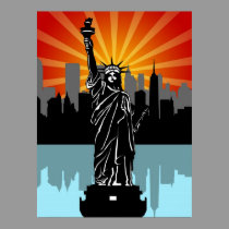 Statue of Liberty with New York Skyline posters